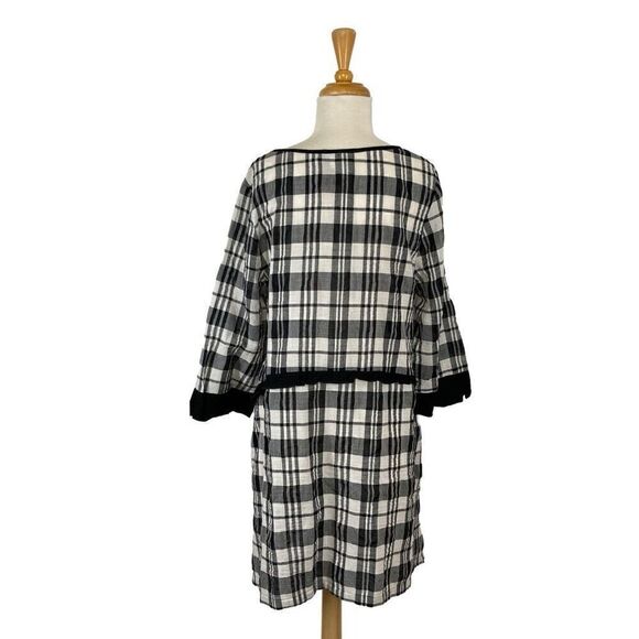Moonlight M Black White Plaid Dress Lagenlook Art to Wear Cottagecore Fits L - Picture 6 of 9